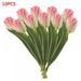 10 Pcs Tulips Artificial Flowers Real Touch Fake Tulips Fake Flowers for Decoration 18 Faux Tulips Faux Flowers Bulk Artificial Tulips Flowers for Vase Centerpieces Home Wedding Bouquet