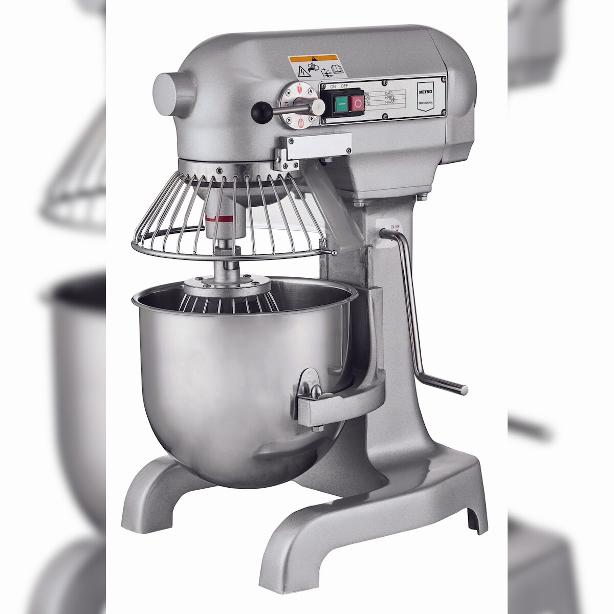 METRO PROFESSIONAL Planetenrührmaschine GPM1010, Aluminiumguss / Edelstahl, 46 x 39 x 61 cm, 10 L, 3 Geschwindigkeiten, 550W-230V, silber Image