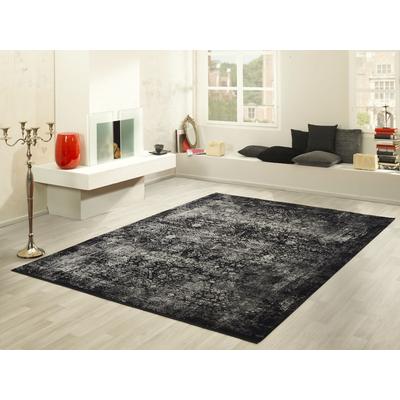 Teppich OCI DIE TEPPICHMARKE "Magic", schwarz (schwarz, grau), B:200cm H:8mm L:250cm, Kunstfaser, Viskose, Teppiche, Fransenteppich, Glanz Viskose, mit Fransen, Wohnzimmer Image