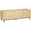 Meuble TV banc TV design Urban Craft - acier noir aspect bois clair