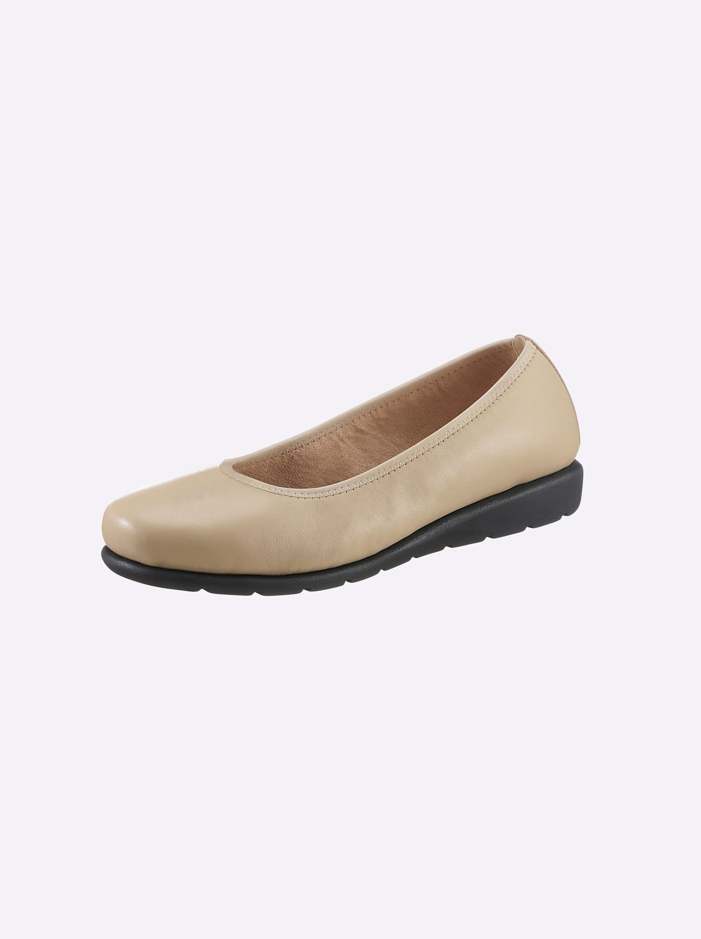 Ballerina CLASSIC BASICS, Damen, Gr. 40, beige, Glattleder, Basic, Schuhe Ballerina