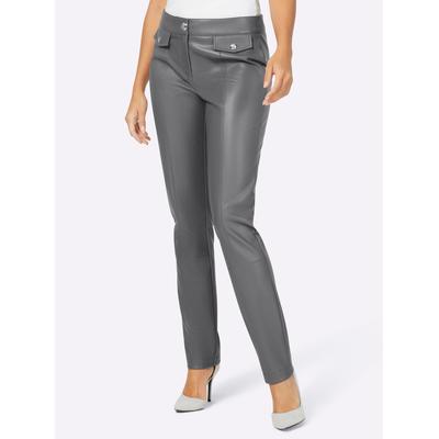 Lederimitathose CREATION L, Damen, Gr. 40, Normalgrößen, grau (anthrazit), 100% Polyester, unifarben, lang, Hosen Image