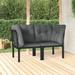 vidaXL Patio Corner Chair with Cushions Black and Gray Poly Rattan