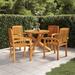 vidaXL Solid Wood Teak Patio Dining Set 5 Piece Seat Ø 35.4"/Ø 43.3'' Table - 27.6" x 27.6" x 24"