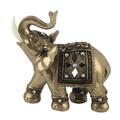 Elegant Statue Resin Feng Shui Golden Sculpture Wealth Lucky Elephant Figurine with Trunk Facing Upwards for Home Office Decoration[14x15]