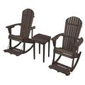 W Unlimited Zero Gravity Collection Adirondack Rocking Chair Set with Built-in Footrest Dark Brown - Set of 3