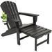 Adirondack Chair with Retractable Ottoman Retractable Footrest for Poolside Lawn Chair Fire Pit Deck Outdoor Porch Campfire Adirondack Chair with Cup Holder Grey