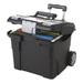 Storex Premium Mobile File Transport Box with Telescoping Handle and Organizer Tray Letter Files 15 x 16.38 x 14.25 Black/Gray (61507U01C)