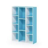 11-Cube Reversible Open Shelf Bookcase White & Light Blue