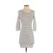 French Connection Casual Dress - Bodycon Crew Neck 3/4 sleeves: Ivory Print Dresses - Women's Size 2