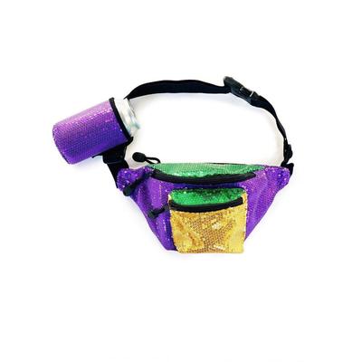 Mardi Gras Sequin Fanny Pack with Drink Holder