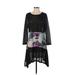 Simply Aster By Firmiana Casual Dress - A-Line Crew Neck 3/4 sleeves: Black Color Block Dresses - Women's Size Small