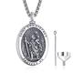 ADMETUS St Christopher Urn Necklace Sterling Silver Saint Christopher Urn Necklace for Men Oval St Christopher Urn Pendant Medal Cremation Jewellery for Ashes Memorial Gifts