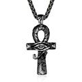 ADMETUS Black Eye of Horus Necklace Sterling Silver Ankh Pendant Necklace Egyptian Ankh Cross Jewellery Gifts for Men