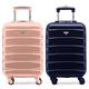 Flight Knight Set of 2 Lightweight 4 Wheel ABS Hard Case Suitcases Cabin Carry On Hand Luggage Approved for Airlines Including British Airways & Maximum Size for easyJet Large Cabin Bag 56x45x25cm