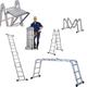 7-in-1 4.7m Folding Step Ladder, Max Load 330 Lbs, Heavy Duty Multi-Purpose Aluminium Ladder with Safety Locking Hinge, Heavy Duty Straight Ladders with Anti-Skid Texture for Home