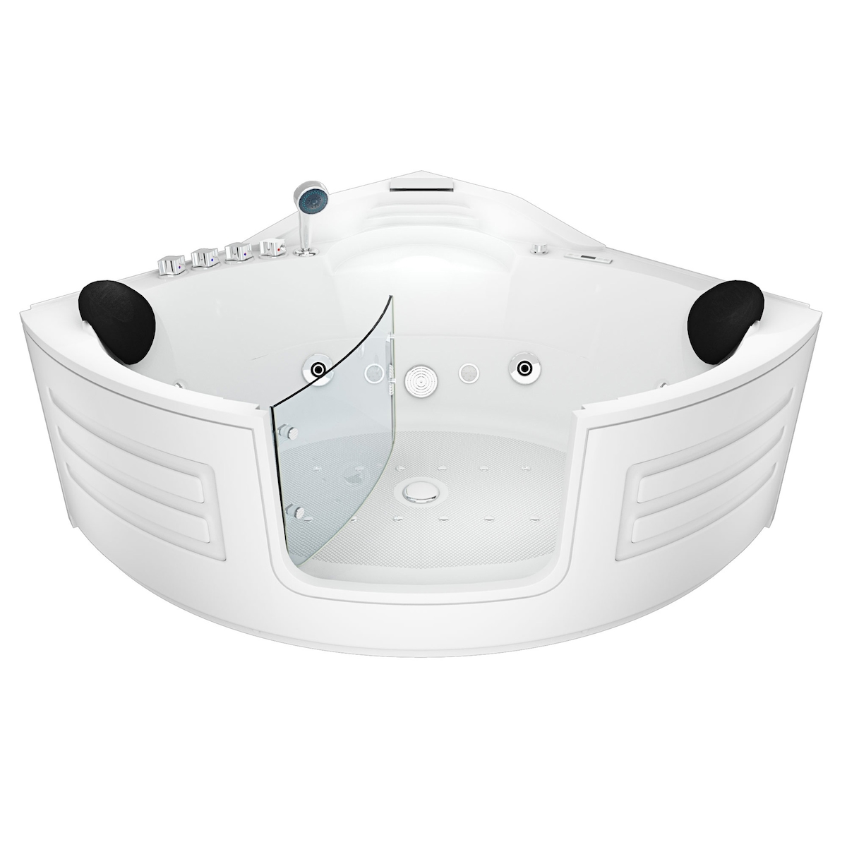 AcquaVapore Whirlpool Pool Badewanne Eckwanne Wanne W70H-SC 150x150cm mit Tür Walk-in-Pool aktive Schlauch-Reinigung Image