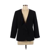 Talbots Blazer Jacket: Below Hip Black Print Jackets & Outerwear - Women's Size 8