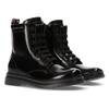 Schnürboots TOMMY HILFIGER "LACE-UP BOOT", Kinder, Gr. 33, schwarz, Lacklederimitat, modisch, Schuhe, mit Innenreißverschluss