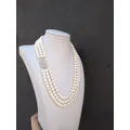 Collier Classique Triple Brins en Argent 925 Perles Blanches de la Mer du Sud AAA + 45cm
