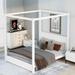 Queen Size Wooden Canopy Platform Bed with Headboard for Bedroom