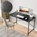 Metal Frame Home Office Writing Desk, 47.2"W x 23.6"D x 29.6"H, Simple Home Office Workstation-Full Black, for Home Office
