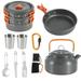 kitwin 2-3 People Portable Outdoor Tableware Mess Kit Lightweight Outdoors Cooking Equipment Non-Stick Pots Pan Teapot Utensils Backpacking Gear Cookware Grill Tool Camping Accessories