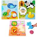 Chok Wooden Puzzles for Toddlers 3 Pack Animal Jigsaw Puzzles Toys for Travel Educational STEM Sensory Toys Montessori Toys Toddler Wooden Pegged Puzzles for Kid Age 1 2 3+ Girl Boy Gifts