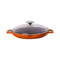 LAVA CAST IRON Lava Enameled Cast Iron Iron Steak Grill pan 12 inch Round Glass Lid Orange Enameled Cast Iron/Cast Iron in Orange/Gray | Wayfair