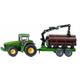 SIKU 1954 - John Deere Traktor mit Forstanhänger, 1:50, Funktionsfähiger Ladearm und Greifer - Sieper GmbH