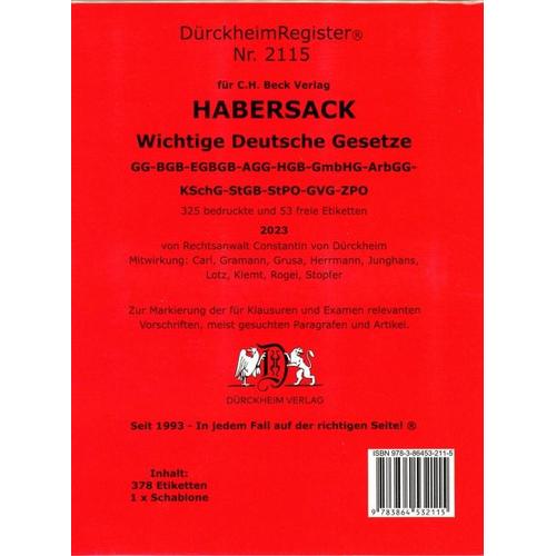 DürckheimRegister® HABERSACK (2023) Gesetze und §§ – Constantin Dürckheim