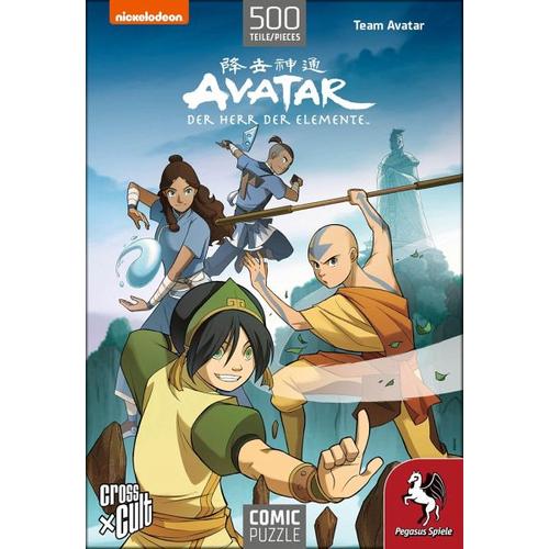 Pegasus 76003G - Avatar, Der Herr der Elemente (Team Avatar), Comic-Puzzle, 500 Teile - Cross Cult