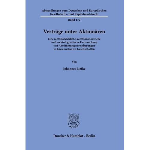 Verträge unter Aktionären. – Johannes Liefke