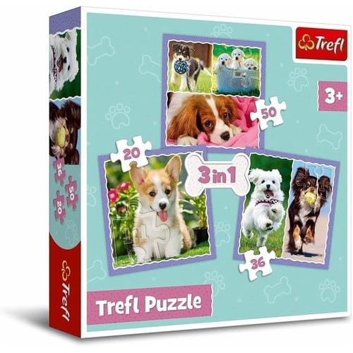 3 in 1 Puzzle - Hunde (Kinderpuzzle) - Trefl