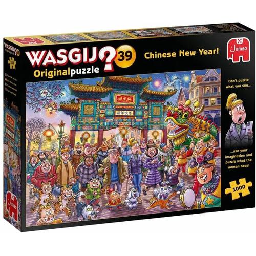 Jumbo 25011 - Wasgij Original 39, Chinese New Year!, Comic-Puzzle, 1000 Teile - Jumbo Spiele