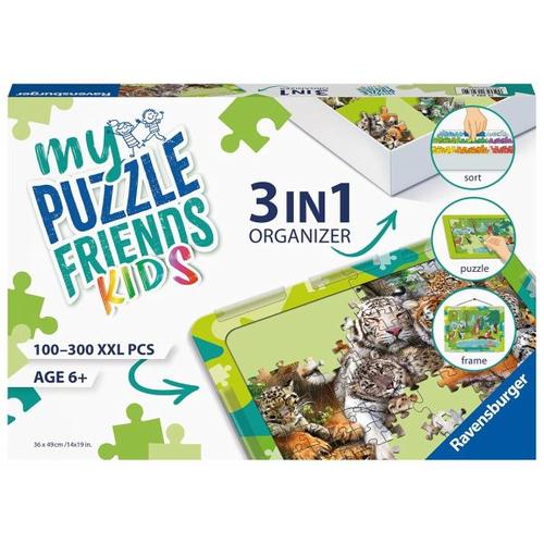 Ravensburger - 13265 3in1 Organizer für Kinderpuzzle in grün - Puzzle-Aufbewahrung für Kinder ab 6 Jahren, mit Puzzlematte, Puzzle-Sortierschale und P