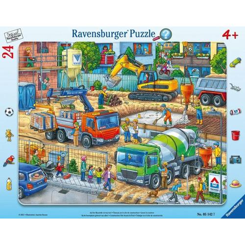Ravensburger 05142 - Auf der Baustelle ist was los!, Rahmenpuzzle und Wimmelbild, 24 Teile - Ravensburger Verlag