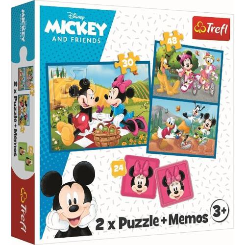 2 in 1 Puzzles + Memo Mickey Mouse - Trefl