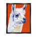 Indigo Safari Modern Llama Red Background Framed Floater Canvas Wall Art By Victoria Borges Canvas in Blue/Orange/White | Wayfair