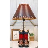 Union Rustic Rustic Western Patriotic Texas Flag Horseshoes Cowboy Spur Boots Table Lamp 19" Height Metal in Brown | 19 H x 9 W x 6 D in | Wayfair