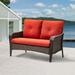 Winston Porter Maglio 51.5" Wide Outdoor Wicker Loveseat w/ Cushions Wicker/Rattan/Olefin Fabric Included in Black | Wayfair