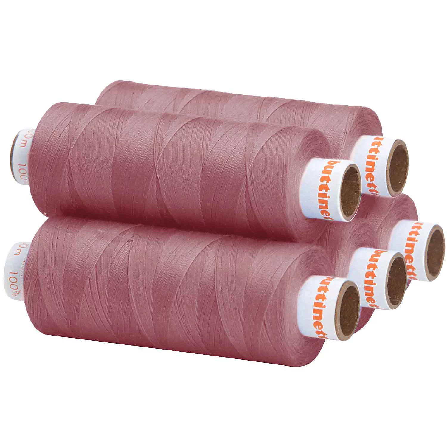 buttinette Fil à coudre universel, grosseur : 100, lot de 5 bobines, mauve