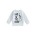 Wassery Infant Baby Girls Halloween Outfits Toddler Autumn Winter Sweatshirts Long Sleeve Round Neck Letter Skeleton Print Pullovers My 1st Halloween Clothes Costume 0-3Y