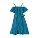 ZRBYWB Girls Dress Summer Soild Dress Shoulder Chiffon Ruffles Sundress Spaghetti Strap Casual Beach Dresses Summer Clothes