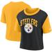 Women's Nike Gold/Black Pittsburgh Steelers High Hip Fashion T-Shirt