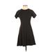 Uniqlo Casual Dress - A-Line Crew Neck Short sleeves: Black Print Dresses - Women's Size Small