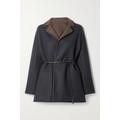 Loro Piana - Jimi Reversible Belted Leather-trimmed Cashmere-blend Jacket - Charcoal