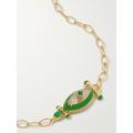 L'Atelier Nawbar - The Swan 18-karat Gold, Enamel, Diamond And Emerald Choker - Green