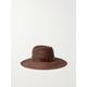 Valentino Garavani - Vlogo Leather-trimmed Straw-effect Fedora - Brown