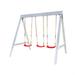 Sportspower kids 7 Foot Vinyl Wood Swing Set w/ 3 Adjustable Swing Sets Wooden in Brown/White | 84.65 H x 91.7 W x 73 D in | Wayfair VWS-001